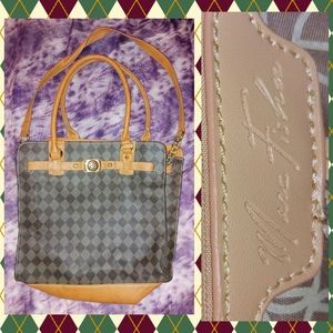 Marc Fisher brand Large Size Tan & 2 Shades of Gray Faux Leather Tote Bag